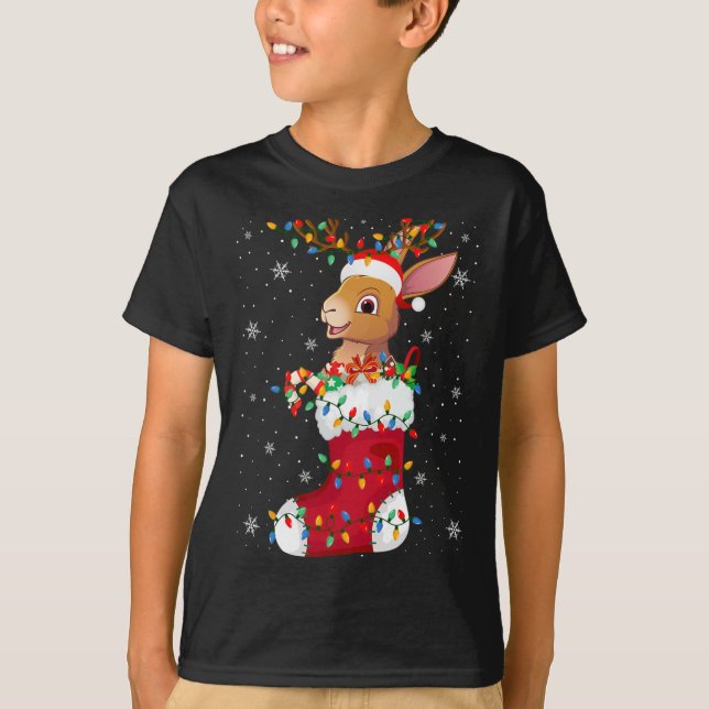 Weihnachtsmannmütze Hare Animal in Socken Xmas Tre T-Shirt (Vorderseite)