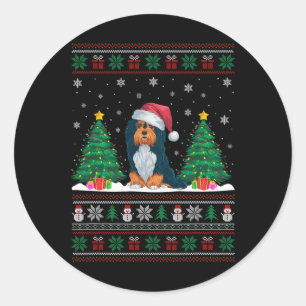 Weihnachtsmannmütze Havanese Hund Weihnachtsbaum L Runder Aufkleber