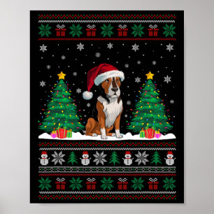 Weihnachtsmannmütze Heeler Dog Weihnachtsbaum Lich Poster