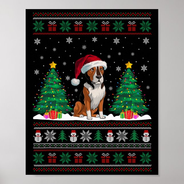 Weihnachtsmannmütze Heeler Dog Weihnachtsbaum Lich Poster (Vorne)