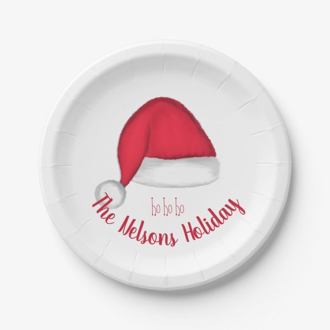 Weihnachtsmannmütze Holiday Paper Tellers 7" Pappteller (Vorderseite)