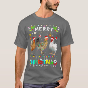 Weihnachtsmannmütze Hühnerlampen Xmas Funny Merry T-Shirt