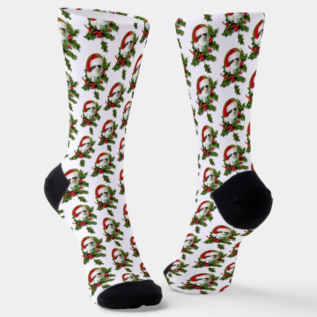 Weihnachtsmannmütze Kitten Wreath Weihnachten Socken (Gewinkelt)