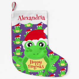 Weihnachtsmannmütze Lila Frog Cartoon Muster Name Kleiner Weihnachtsstrumpf
