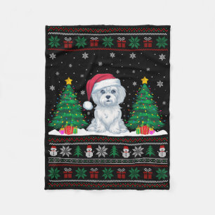 Weihnachtsmannmütze Malteser Hund Weihnachtsbaum L Fleecedecke