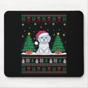 Weihnachtsmannmütze Malteser Hund Weihnachtsbaum L Mousepad