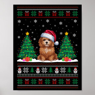 Weihnachtsmannmütze Maltipoo Dog Weihnachtsbaum Li Poster