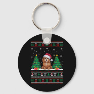 Weihnachtsmannmütze Maltipoo Dog Weihnachtsbaum Li Schlüsselanhänger