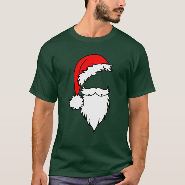 Weihnachtsmannmütze mit Bart T-Shirt (Vorderseite)