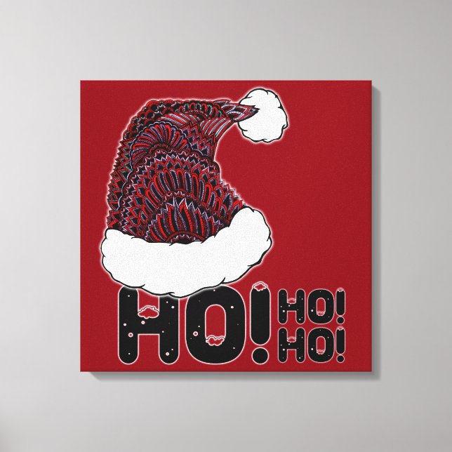 Weihnachtsmannmütze mit Text Leinwanddruck (Vorderseite)