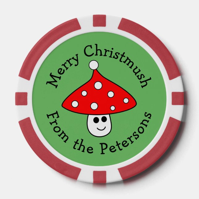 Weihnachtsmannmütze Mushroom Weihnachts Poker Chip (Vorderseite)