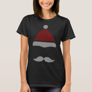 Weihnachtsmannmütze Mustache Ugly Christmas T-Shirt