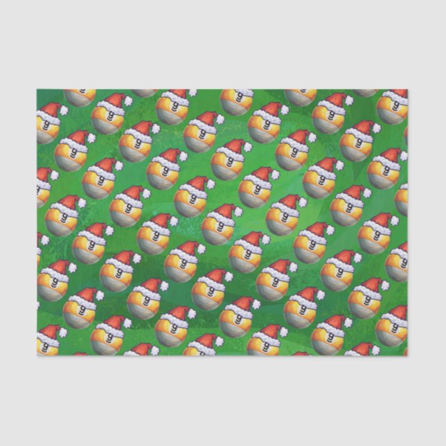 Weihnachtsmannmütze Nine Ball Pattern auf Grün Seidenpapier (Vorderseite)