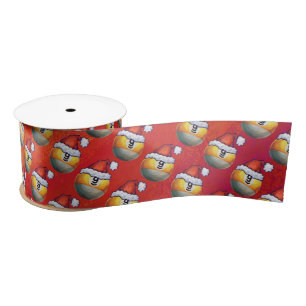 Weihnachtsmannmütze Nine Ball Pattern auf Rot Satinband