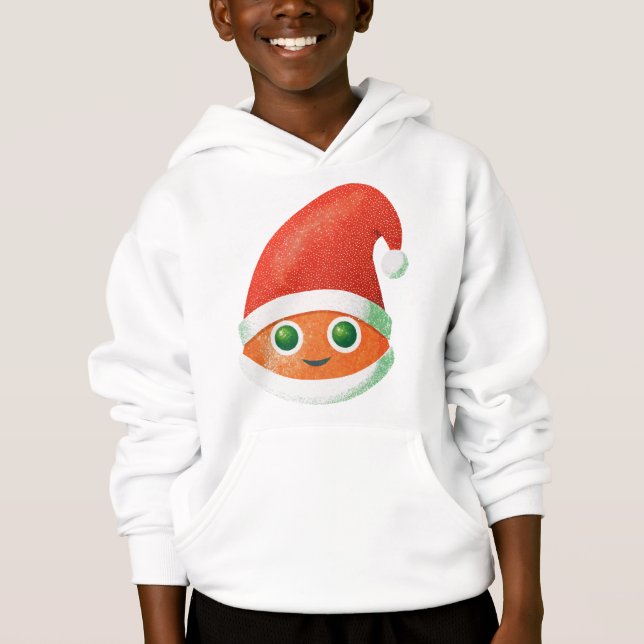 Weihnachtsmannmütze Orange Cartoon Hoodie (Vorderseite)
