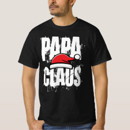 Weihnachtsmannmütze Papa Claus White Text T-Shirt