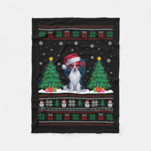 Weihnachtsmannmütze Papillon Dog Weihnachtsbaumleu Fleecedecke