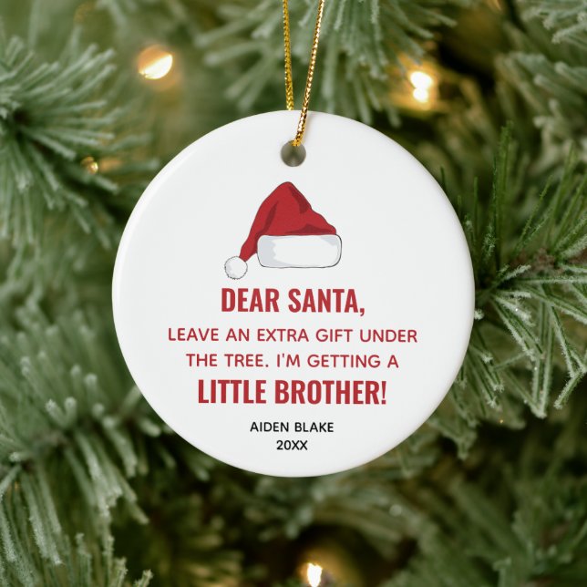 Weihnachtsmannmütze Personalisiert erwarten kleine Keramik Ornament (Baum)