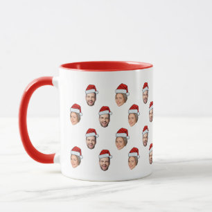 Weihnachtsmannmütze Personalisiertes Gesicht 2 Fot Tasse
