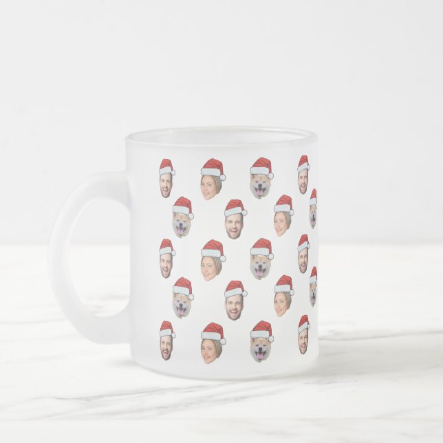 Weihnachtsmannmütze Personalisiertes Gesicht 3 Fot Mattglastasse (Links)