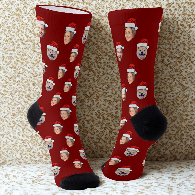 Weihnachtsmannmütze Personalisiertes Gesicht 3 Fot Socken (Von Creator hochgeladen)
