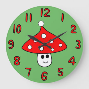 Weihnachtsmannmütze-Pilz-Uhr Große Wanduhr