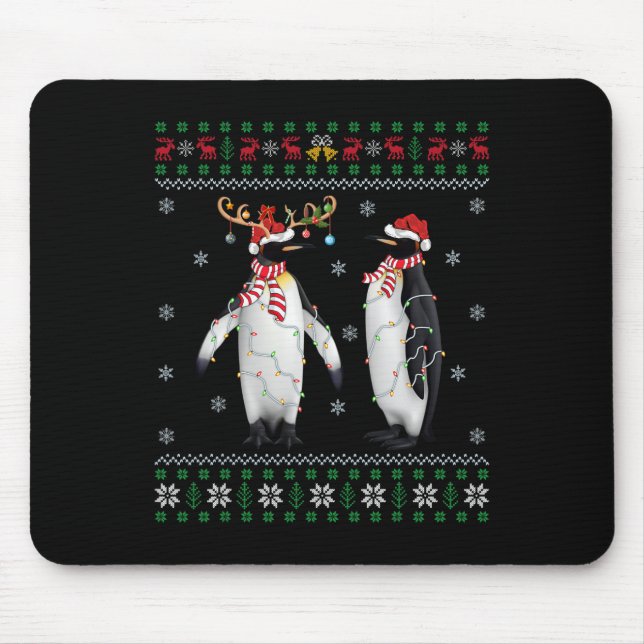 Weihnachtsmannmütze Pinguin Bird Xmas Lighting Ugl Mousepad (Vorne)