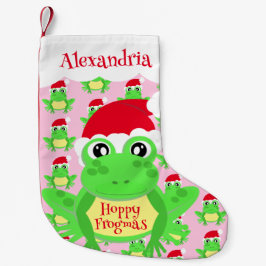 Weihnachtsmannmütze Pink Frog Cartoon Muster Name Kleiner Weihnachtsstrumpf