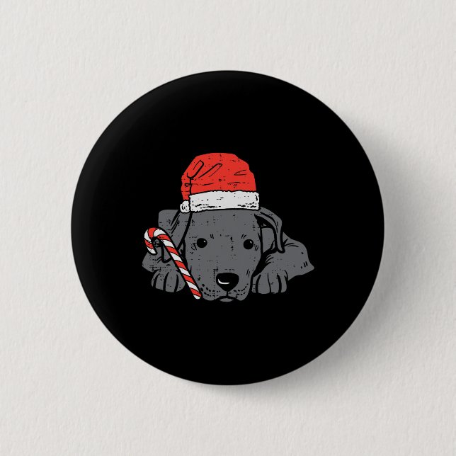 Weihnachtsmannmütze Pitbuli Pit Hund Weihnachtsfra Button (Vorderseite)