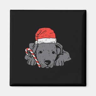 Weihnachtsmannmütze Pitbuli Pit Hund Weihnachtsfra Magnet