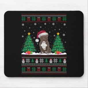 Weihnachtsmannmütze Pitbull Hund Weihnachtsbaum Li Mousepad
