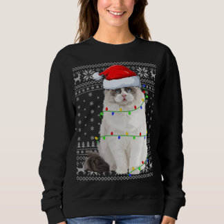 Weihnachtsmannmütze Ragdoll Cat Xmas Lighting Ugly Sweatshirt