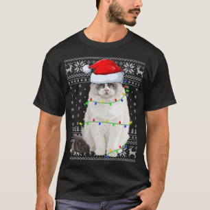Weihnachtsmannmütze Ragdoll Cat Xmas Lighting Ugly T-Shirt