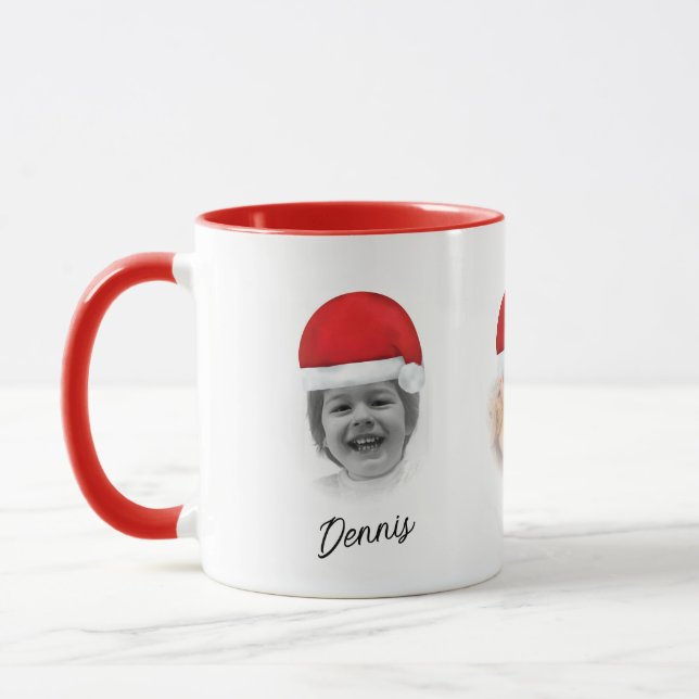 Weihnachtsmannmütze Red Christmas Grandkid Face Tasse (Links)