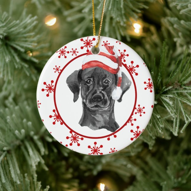 Weihnachtsmannmütze Red Snowflake Keramik Ornament (Baum)