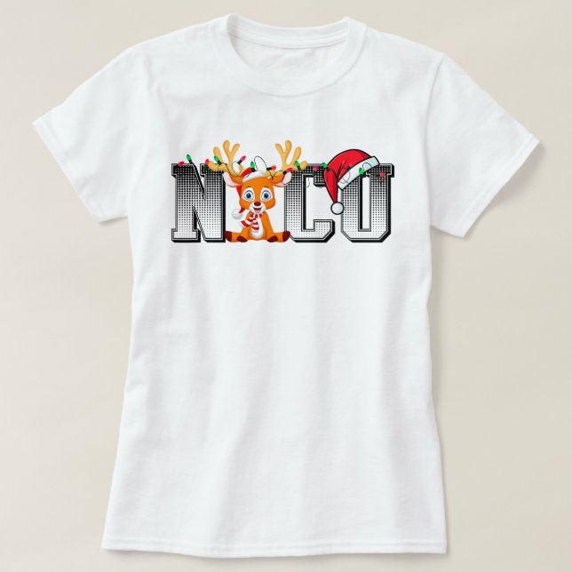 Weihnachtsmannmütze Reindeer Christmas Light Xmas  T-Shirt (Design vorne)