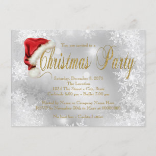Weihnachtsmannmütze Rot und Gold Snowflake Weihnac Einladung