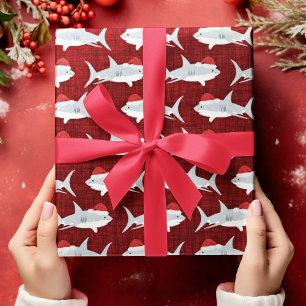 Weihnachtsmannmütze Roter Hai Geschenkpapier