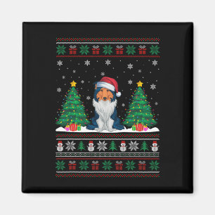 Weihnachtsmannmütze Rough Collie Dog Xmas Tree Lig Magnet