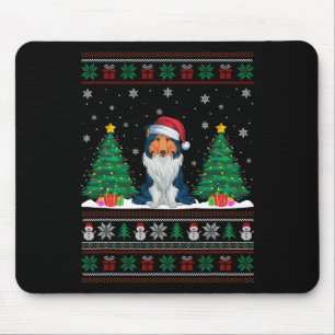 Weihnachtsmannmütze Rough Collie Dog Xmas Tree Lig Mousepad