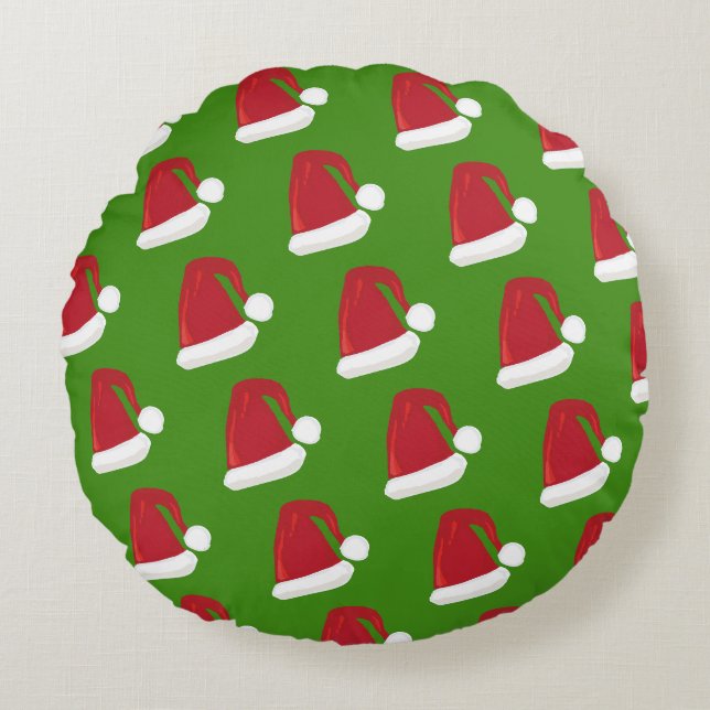 Weihnachtsmannmütze Rundpolster Rundes Kissen (Vorderseite)