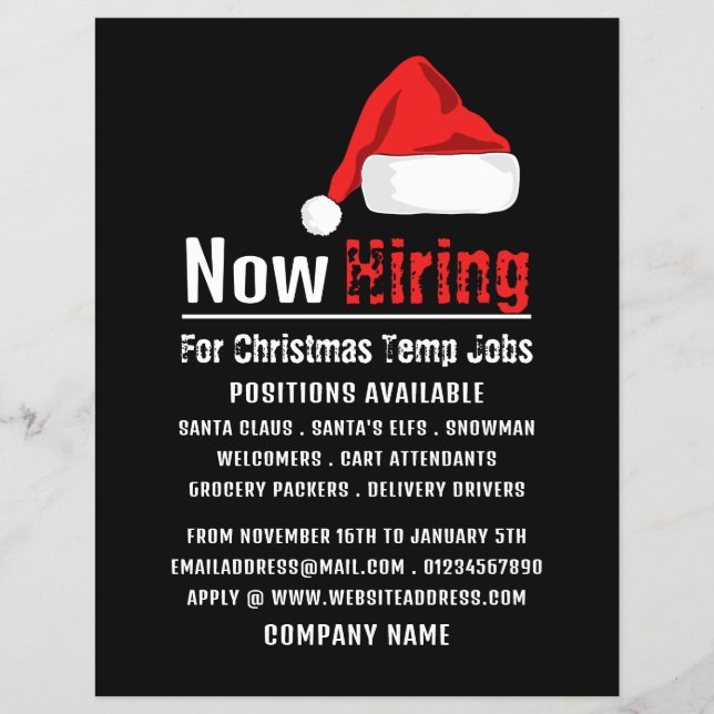 Weihnachtsmannmütze, saisonale Rekrutierung Werbun Flyer (Vorne)