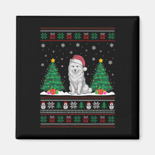 Weihnachtsmannmütze Samoyed Dog Weihnachtsbaum Lig Magnet