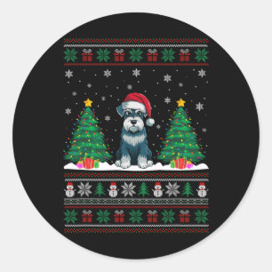 Weihnachtsmannmütze Schnauzer Dog Weihnachtsbaumle Runder Aufkleber