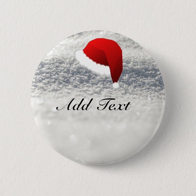 Weihnachtsmannmütze, Schneebenerdige Vorlage Button (Vorderseite)