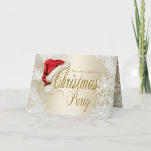 Weihnachtsmannmütze-Schneeflocke-WeihnachtsParty Einladung