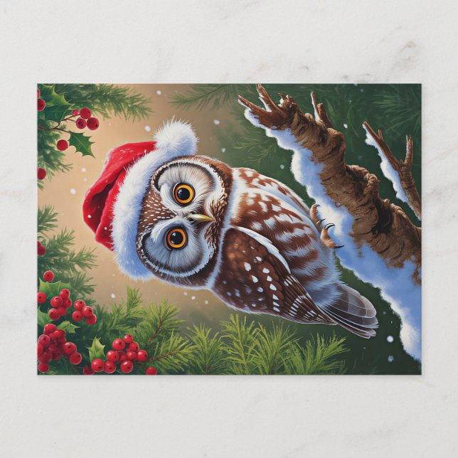 Weihnachtsmannmütze Schüssel Postkarte (Vorderseite)