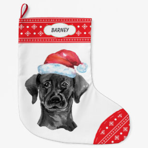Weihnachtsmannmütze Schwarzes Lab Schneeflocken Großer Weihnachtsstrumpf