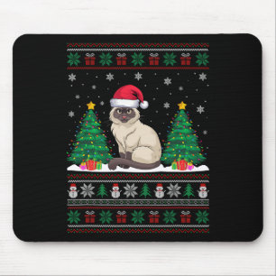 Weihnachtsmannmütze Siamese Katze Weihnachtsbaum L Mousepad