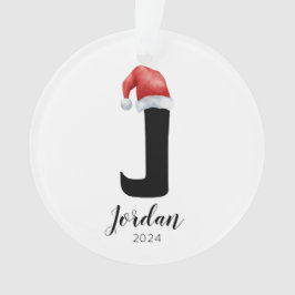 Weihnachtsmannmütze Simple Customizable Letter J W Ornament